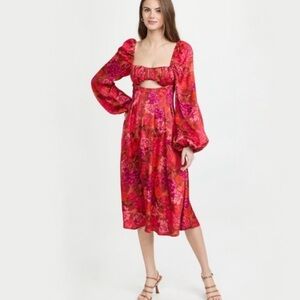 NWT FOR LOVE & LEMONS nikki midi dress in red